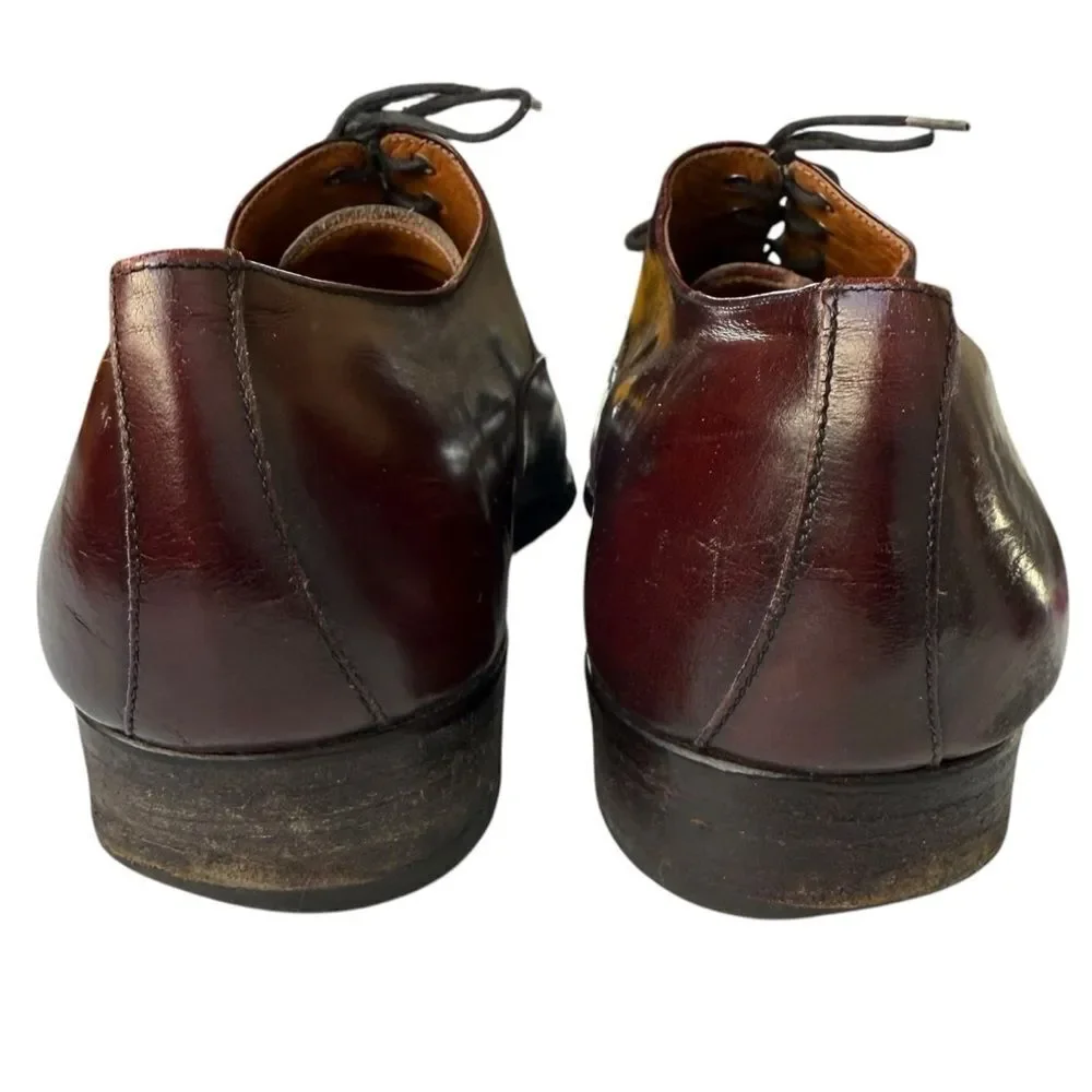 Leather Cap Toe Lace Up Oxford Dress Shoe Men’s Size 10 D Bordeaux Made in Italy